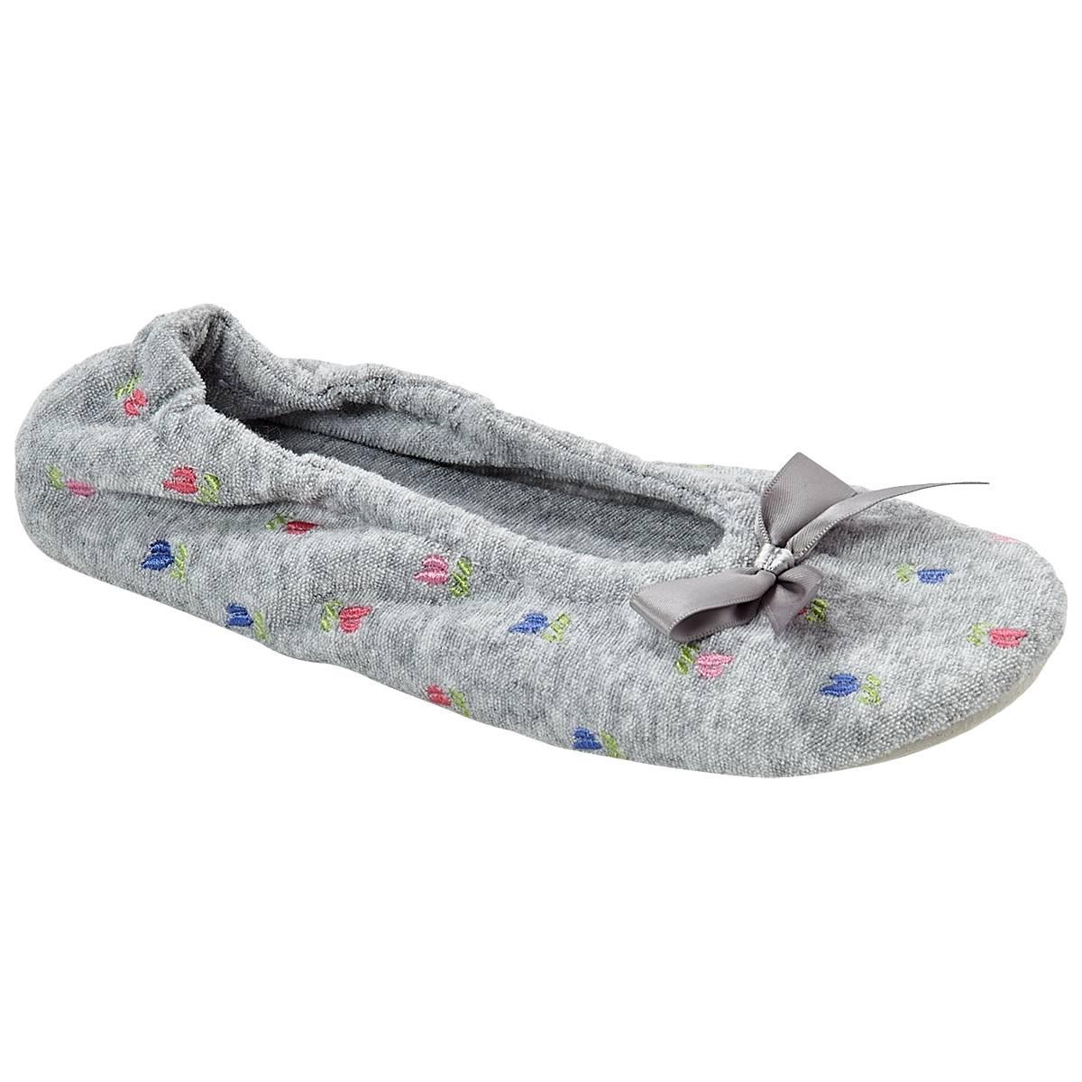 Womens Nanette Lepore Flower Embroidered Ballerina Slippers