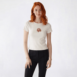 Juniors No Comment Beaded Applique Baby Tee