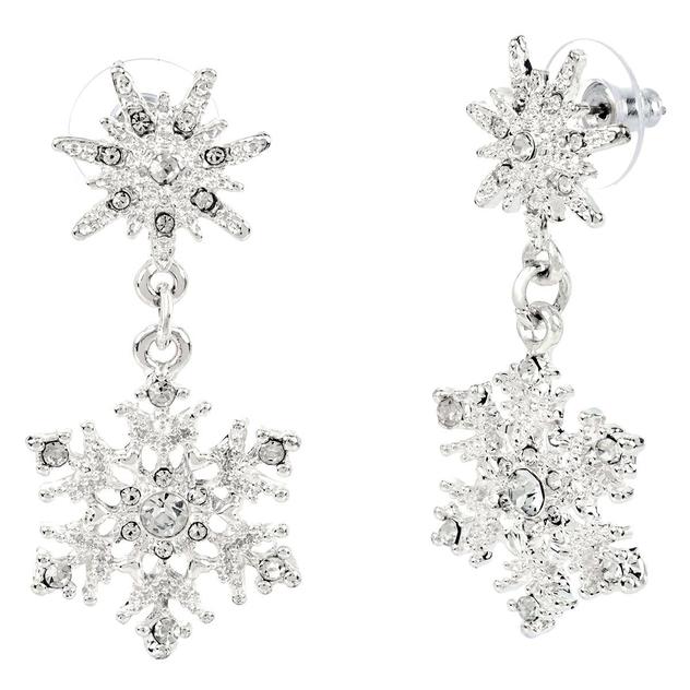 Silver-Plated Snowflake Post Earrings