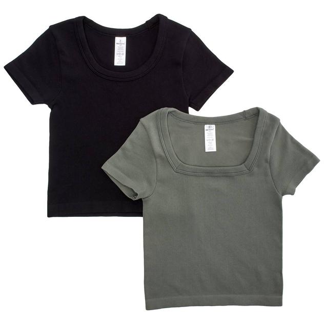 Girls (7-12) 90 Degree® by Reflex 2pk. Seamless Rib Cropped Tees
