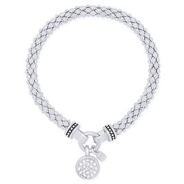 Nine West Silver-Tone Circle Charm Mesh Stretch Bracelet