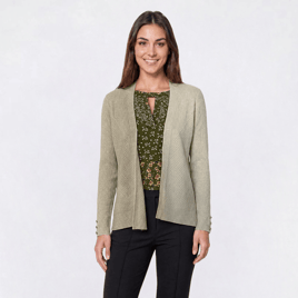 Womens Verve Ami Open Front Directional Rib Stitch Cardigan