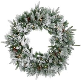 Northlight Seasonal 30in. Pre-Lit Pine Flocked Christmas Wreath