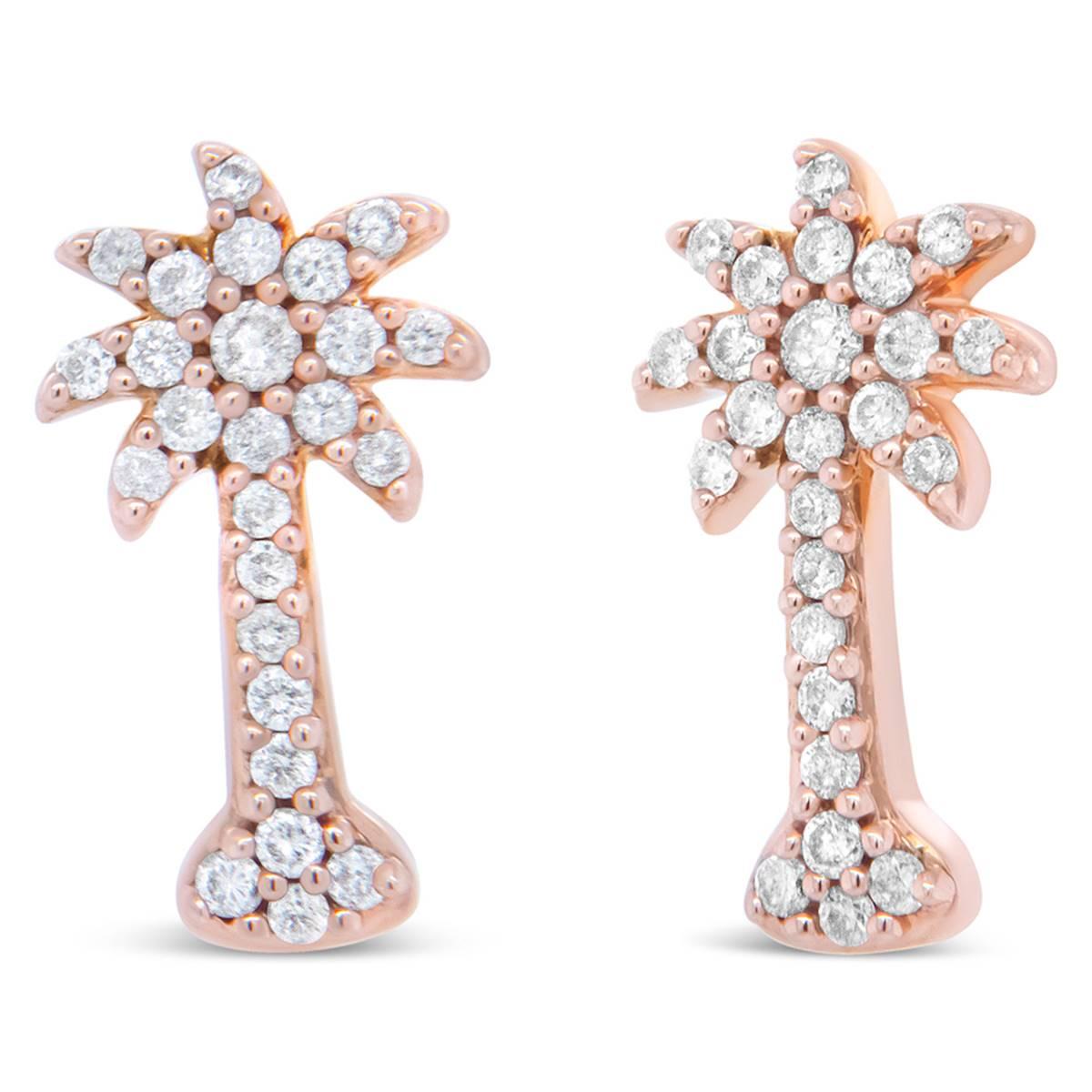 Haus of Brilliance 10kt. Rose Gold Diamond Palm Tree Earrings