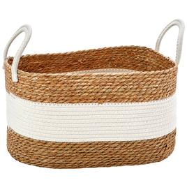 Bombay Large Two-Tone Bull Rush Straw Shelf Tote