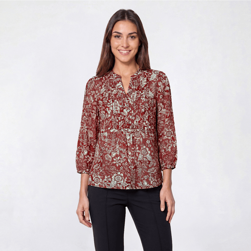 Womens Nautica 3/4 Sleeve Pintuck Georgia Floral Blouse