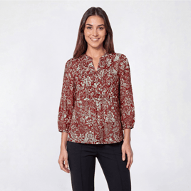 Womens Nautica 3/4 Sleeve Pintuck Georgia Floral Blouse
