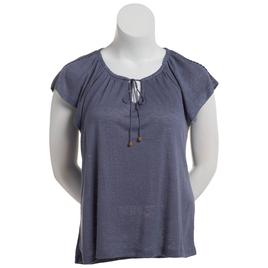 Womens French Laundry Flutter Sleeve Solid w/Crochet Trim Blouse