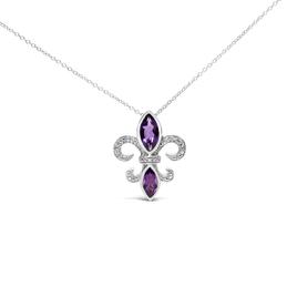 Haus of Brilliance Sterling Silver Amethyst Fleur de Lis Pendant