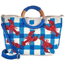 SOL and MER Crossed Stripe Tote With Lobsters