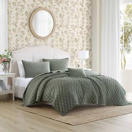 Laura Ashley Solid Diamond Stitch Velvet-Textured Quilt Set