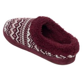 Womens Cuddl Duds® Fair Isle Faux Fur Collar Knit Clog Slippers