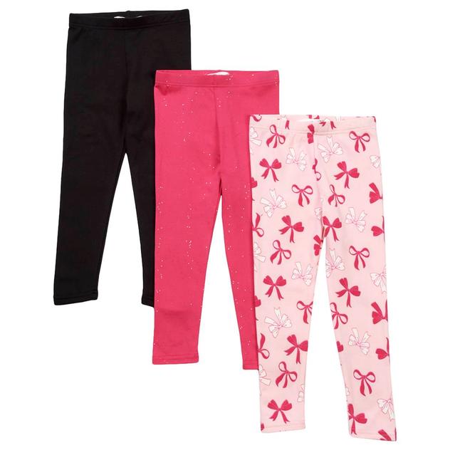 Girls (4-6x) BTween® 3pk. Fleece Lined Bow/Sparkle Leggings