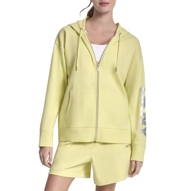 Womens DKNY Sport Foil Logo French Terry Full Zip Hoodie
