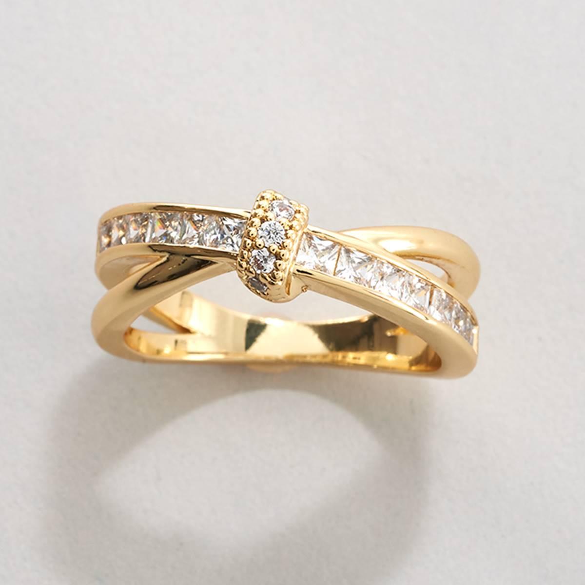 Ashley Cooper(tm) Gold-Tone X Cross Ring w/ CZ Stones
