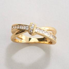 Ashley Cooper(tm) Gold-Tone X Cross Ring w/ CZ Stones