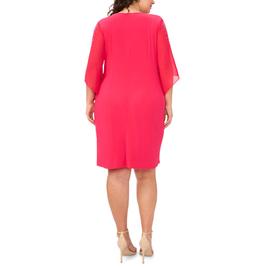 Plus Size MSK 3/4 Angel Sleeve Solid Side Ruched Sheath Dress