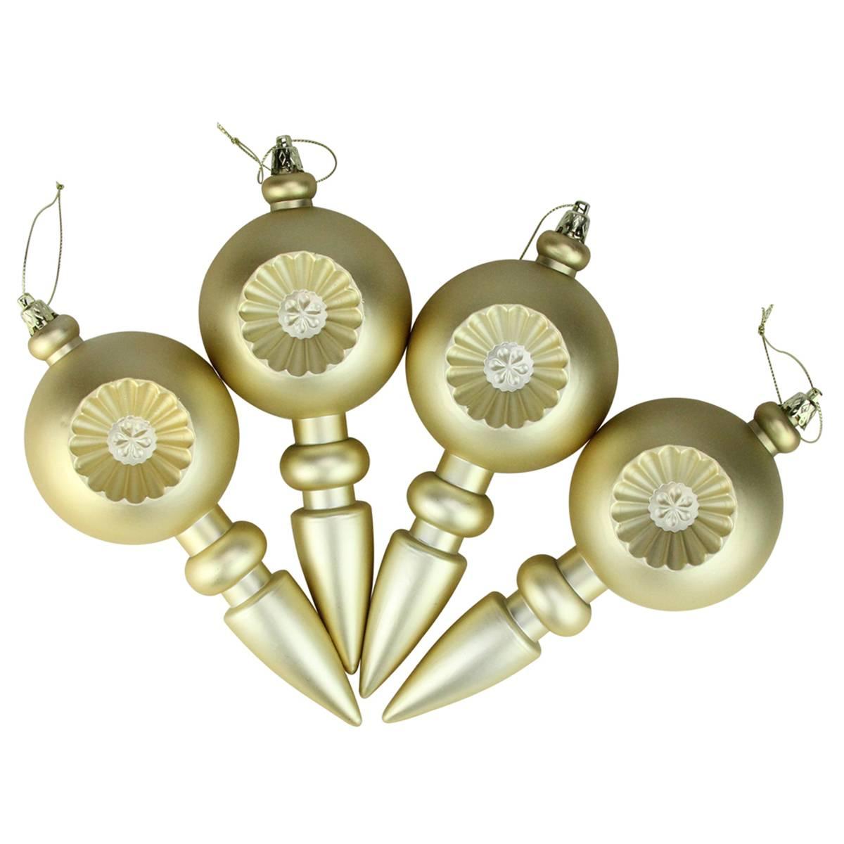 DAK 4ct. Gold Retro Reflect Shatterproof Christmas Ornaments