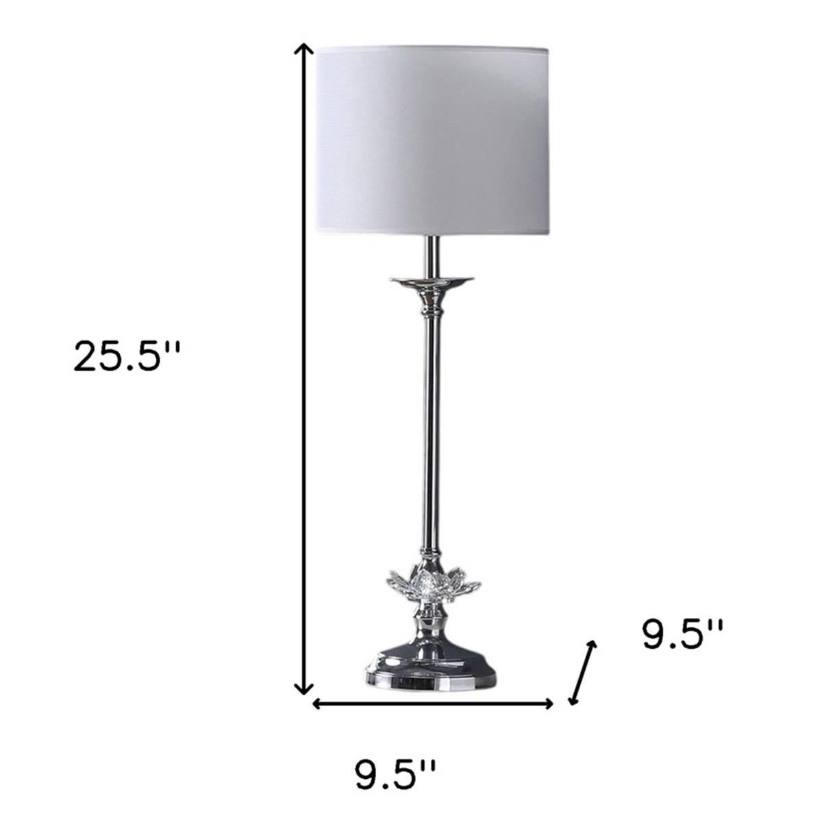 HomeRoots 26in. Silver Metal and Faux Crystal Table Lamp