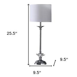 HomeRoots 26in. Silver Metal and Faux Crystal Table Lamp
