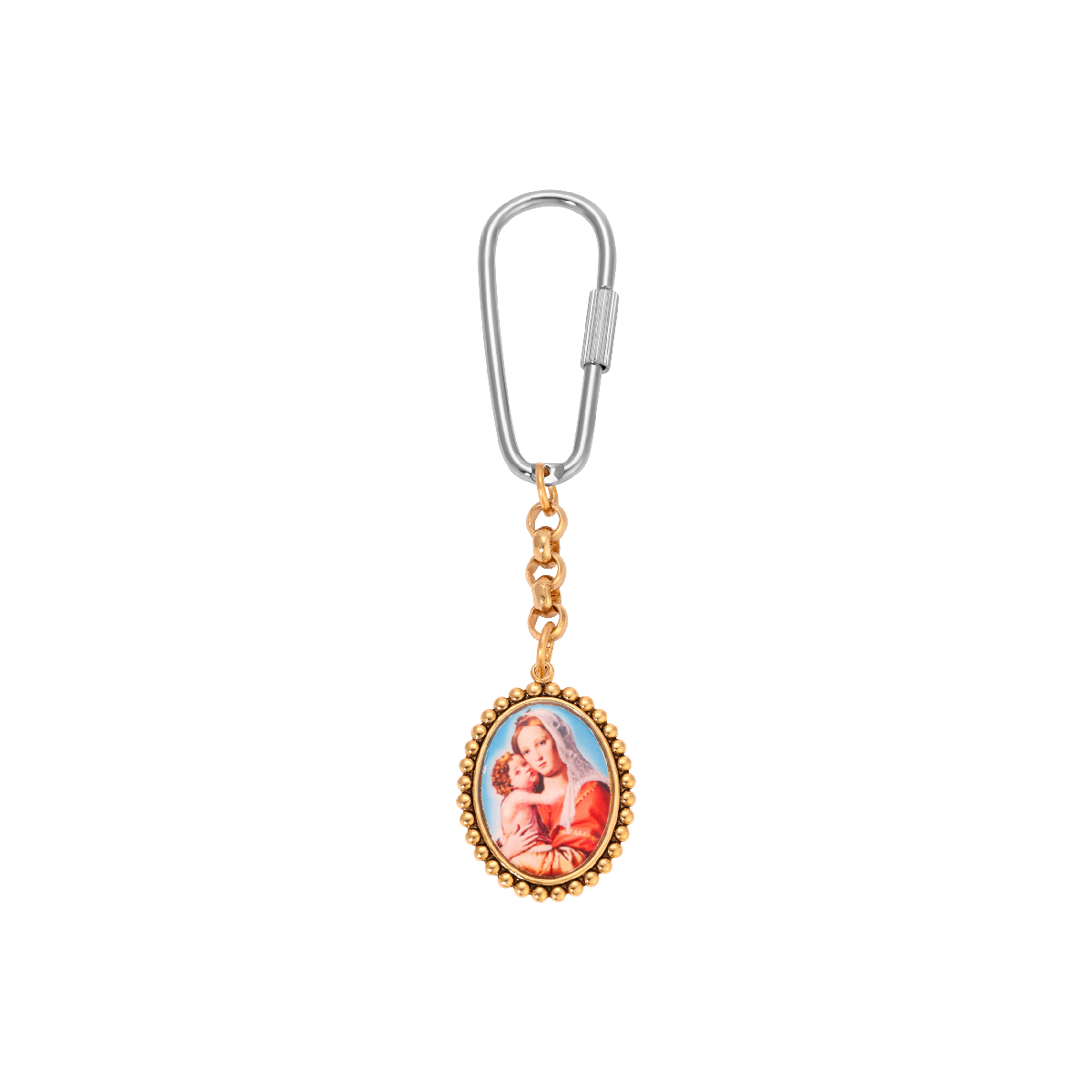 Symbols of Faith Gold Tone Oval Spiritual Decal Key Chain