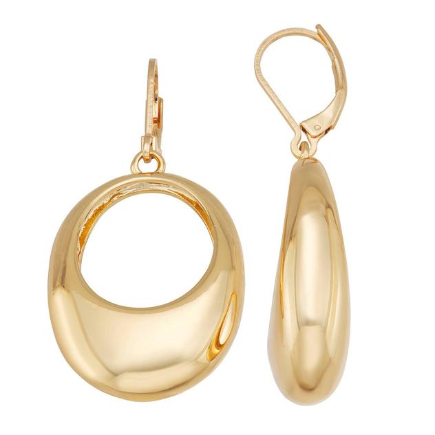 Napier Gold-Tone Puffy Drop Leverback Earrings