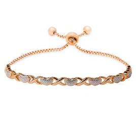 Accents Rose Gold & Diamond Accent Heart Link Bracelet