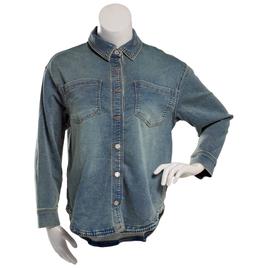 Juniors Indigo Rein Faded Knit Denim Jacket