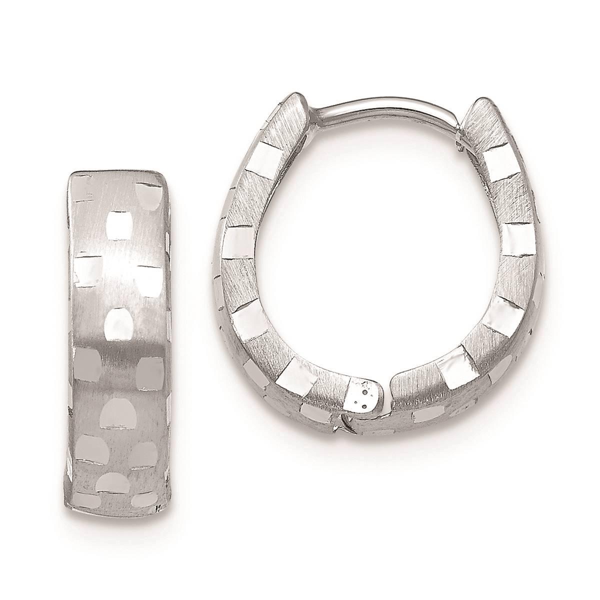 Gold Classics(tm) 14kt. White Gold Diamond Cut Hoop Earrings