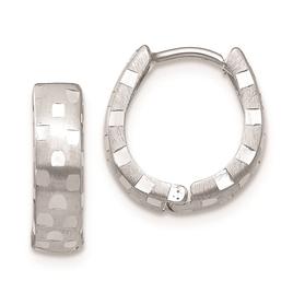 Gold Classics(tm) 14kt. White Gold Diamond Cut Hoop Earrings
