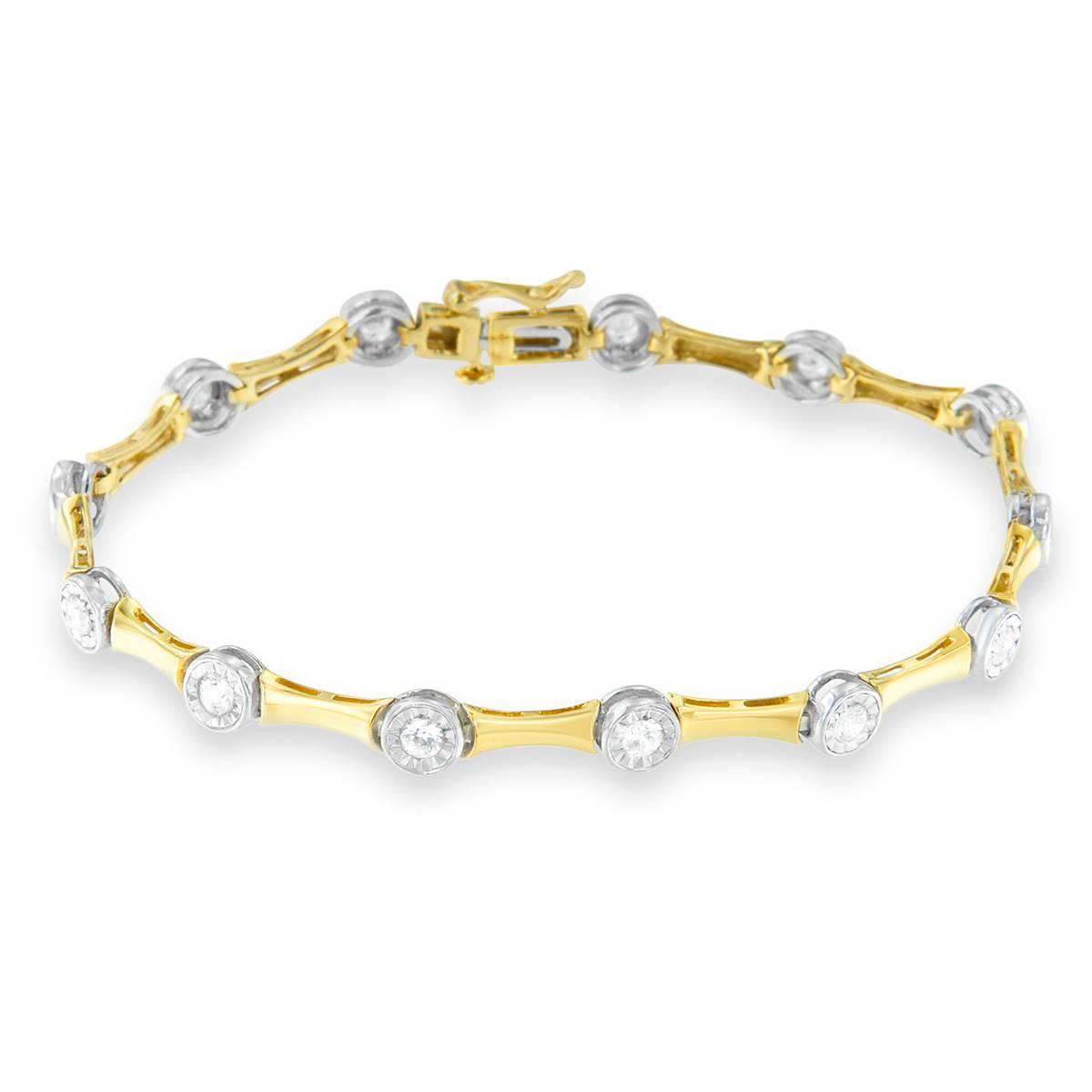 Haus of Brilliance 10kt. Gold Plated 1ctw. Diamond Link Bracelet