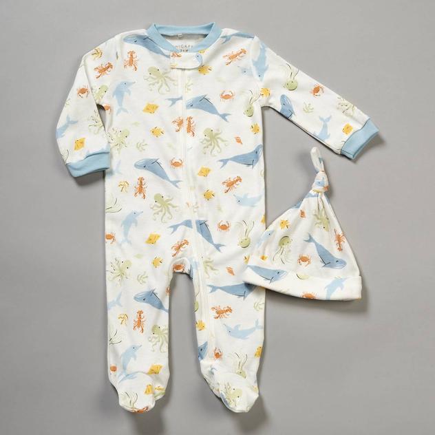 Baby Unisex (NB-9M) Chick Pea® 2pc. Sea Life Footie