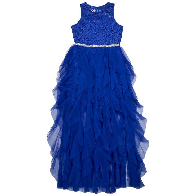 Girls (7-16) Rare Editions Glitter Lace Walk Through Dress
