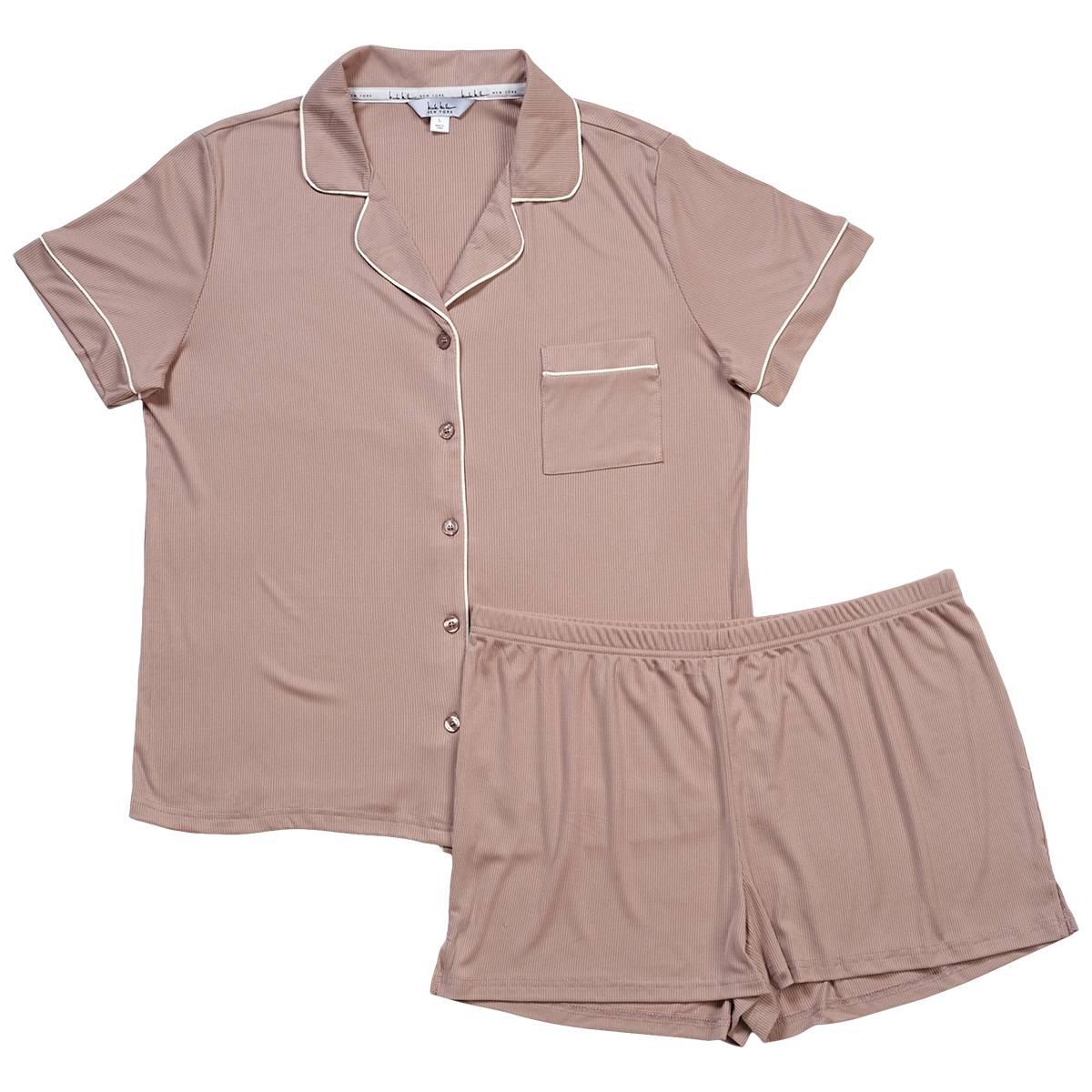 Womens Nicole Miller Short Sleeve Solid Shorty Pajama Set