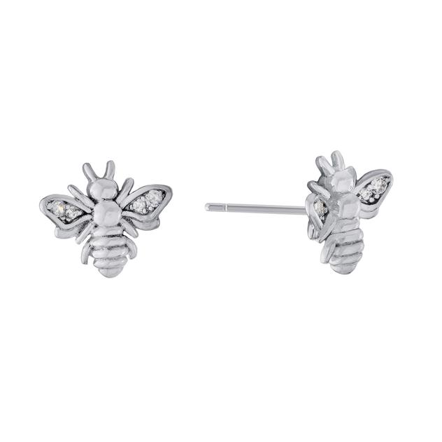 Athra Sterling Silver CZ Bumble Bee Stud Earrings