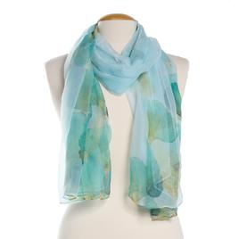 Womens Renshun Teal Floral Oblong Scarf