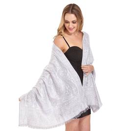Womens Tonal Paisley Jacquard Pashmina