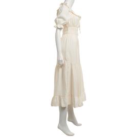 Juniors Trixxi Linen Square Neck Ruffle Trim Midi Dress