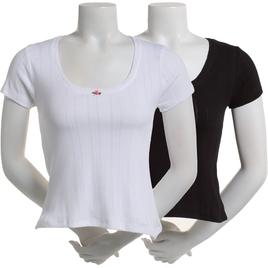 Juniors One Step Up 2pk. Pointelle Scoop Neck Top with Rosetta