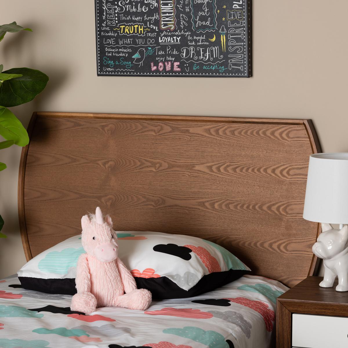 Baxton Studio Laurien Ash Walnut Wood Twin Size Headboard