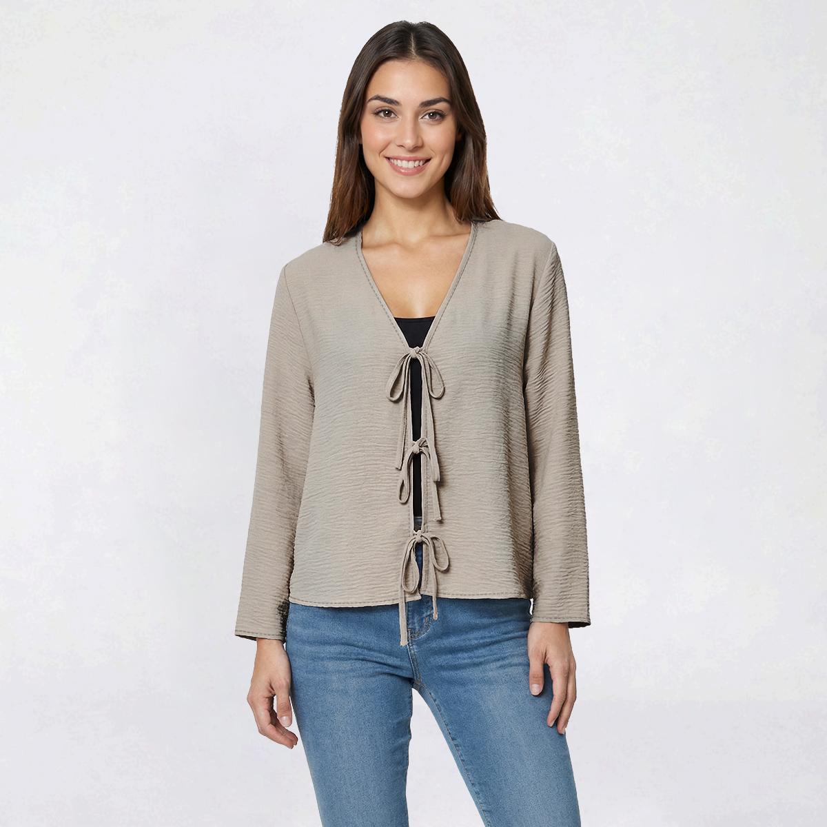 Womens Adrianna Papell 3/4 Sleeve Triple Tie Airflow Blouse