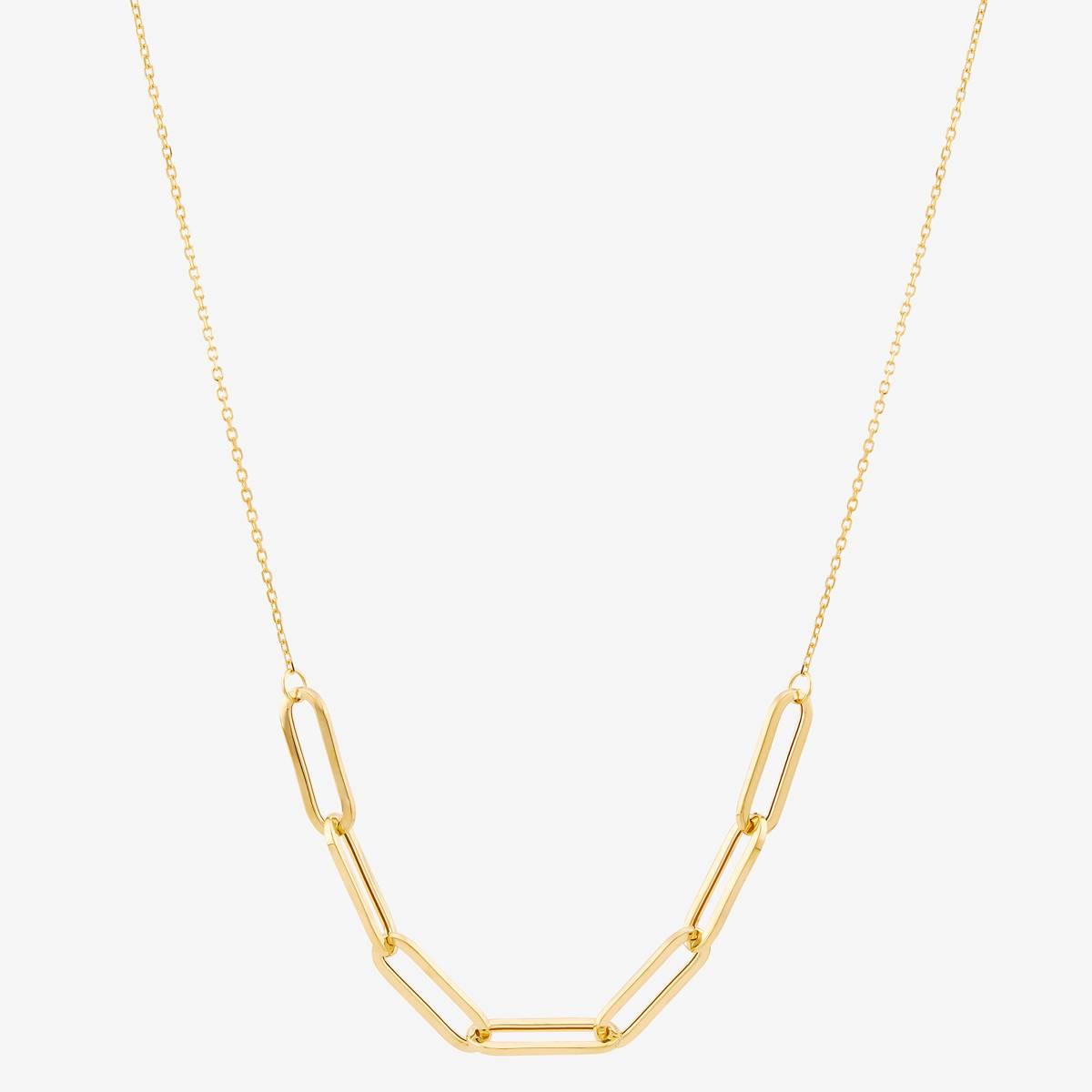 Gold Classics(tm) Paperclip Station Center on Cable Chain Necklace