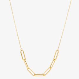 Gold Classics(tm) Paperclip Station Center on Cable Chain Necklace