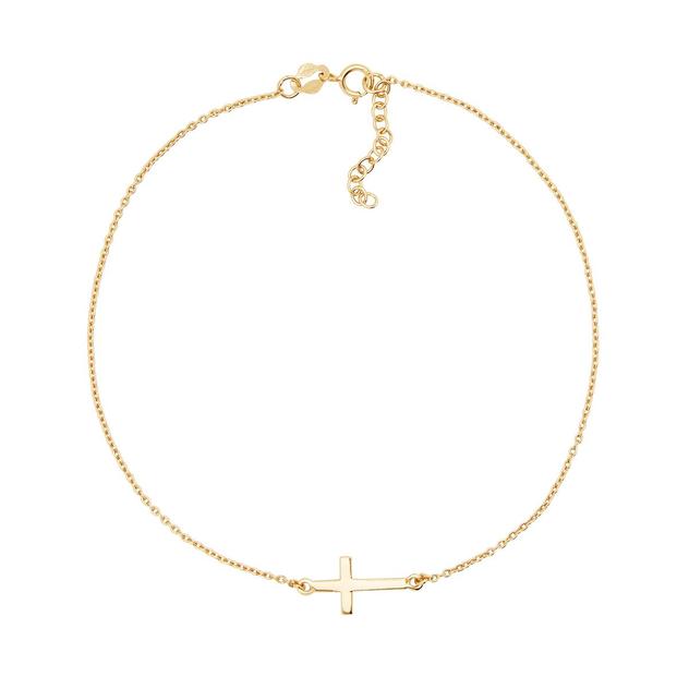 Barefootsies Rose Gold Plated Sideways Cross Anklet