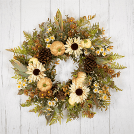 Northlight 28in. Sunflowers & Pumpkins Fall Harvest Wreath