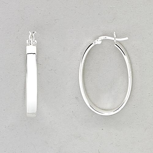Marsala Fine Silver Plated Thick Oval Hoop Earrings