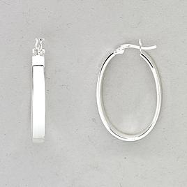 Marsala Fine Silver Plated Thick Oval Hoop Earrings