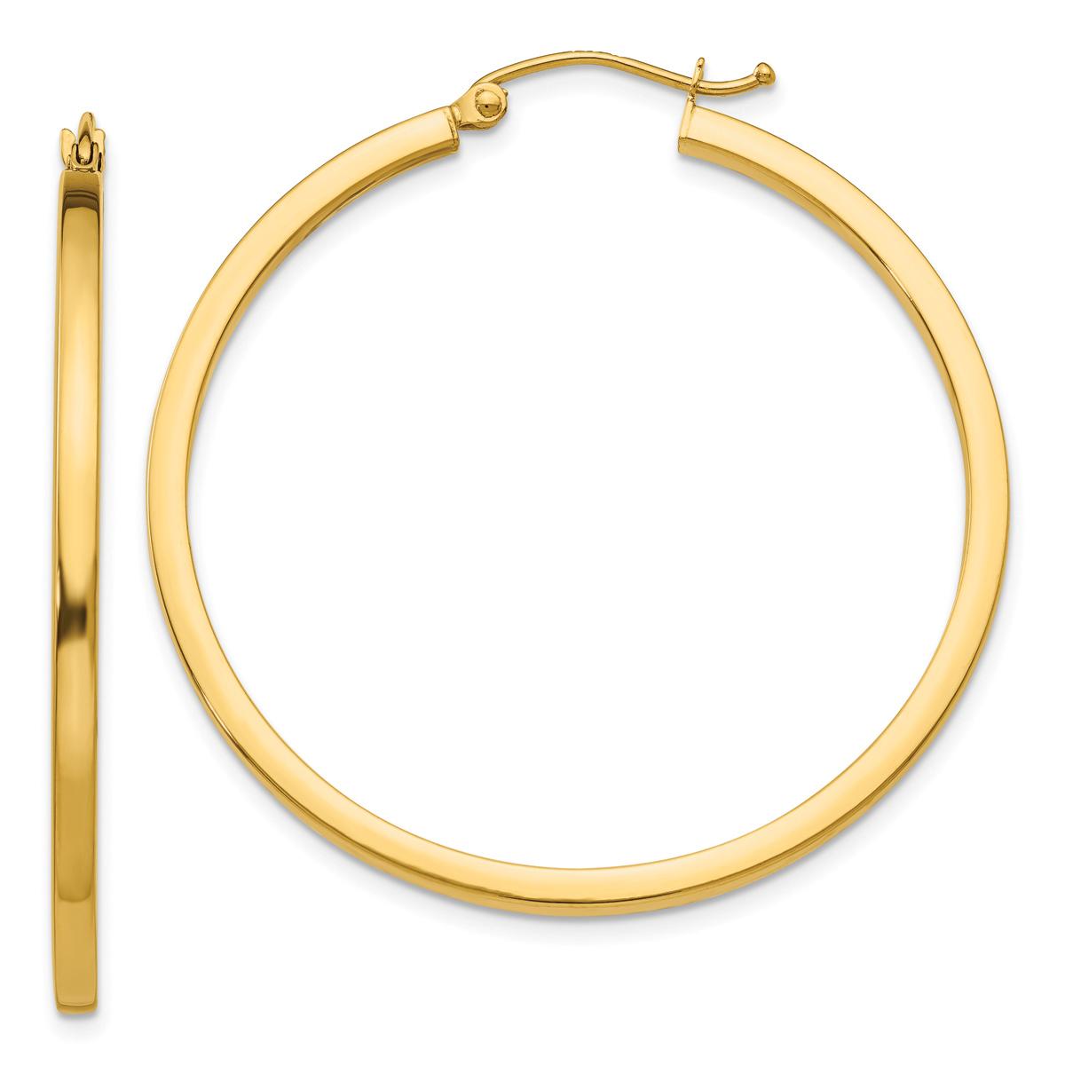Gold Classics(tm) 14kt. Gold 2mm Square Tube Hoop Earrings