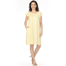 Womens White Mark Crew Neck Ruffle Sleeve Dress