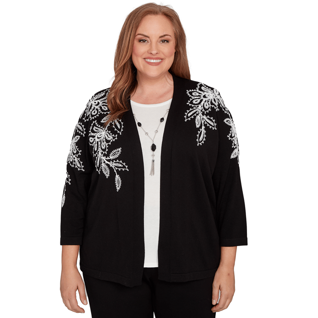 Plus Size Alfred Dunner Barcelona Floral Two In One Cardigan